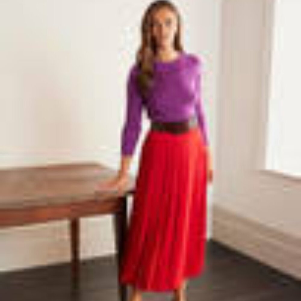 Boden Musgrove Pleated Maxi Skirt Red Size 10/12